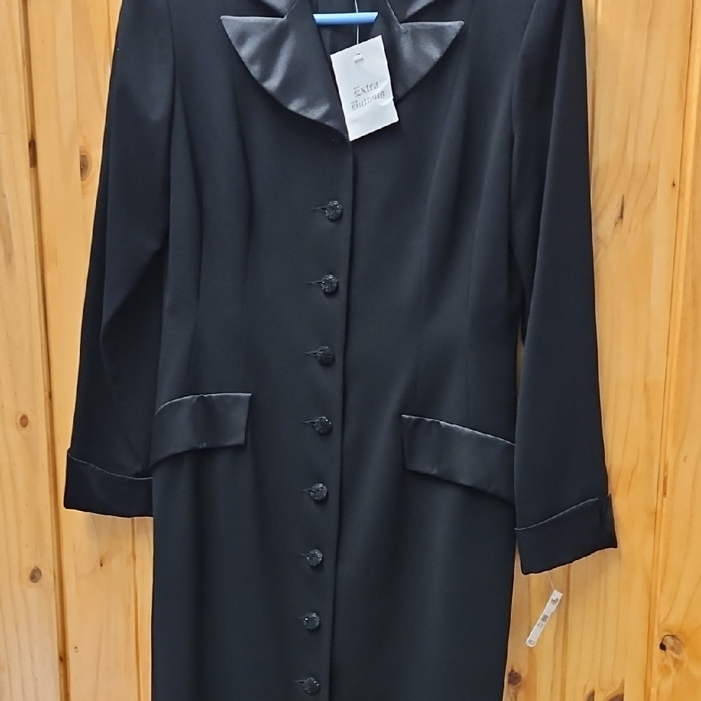 Talbots Black Sheath Dress with Notched Collar